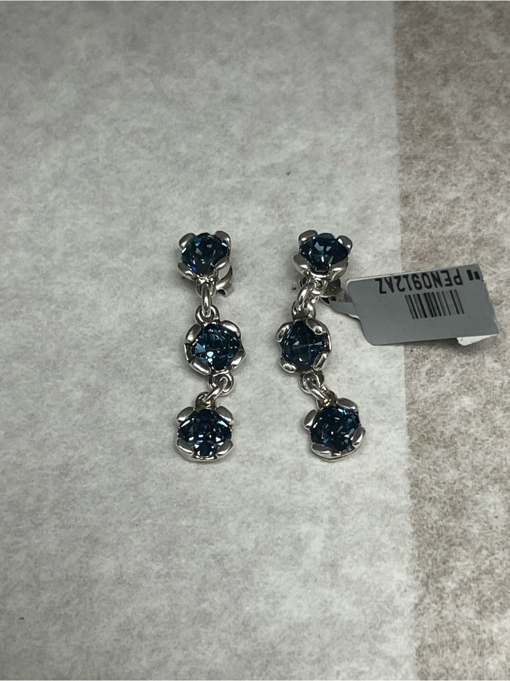 UNOde50 "Sublime" Sterling Silver Plated Blue Crystal Drop Earrings PEN0912AZ